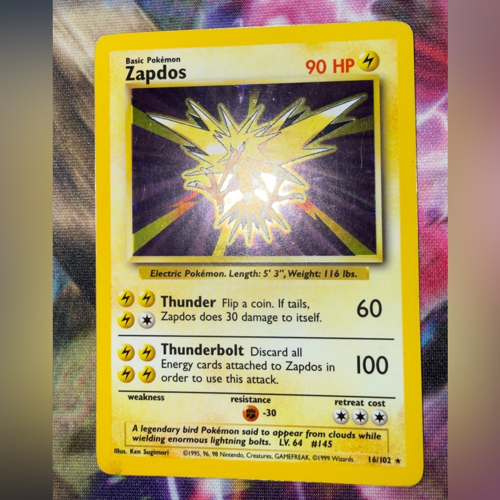 Zapdos - Holo 16/102 Base Set 1999 Wizards of the Coast pokemon card tcg
